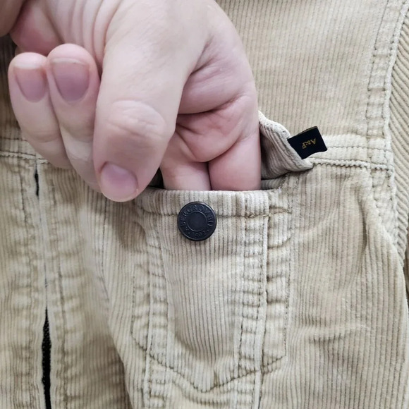 Abercrombie & Fitch Women's Vintage Tan Retro 70s Corduroy Zip Front Jacket‎ S - Picture 4 of 8